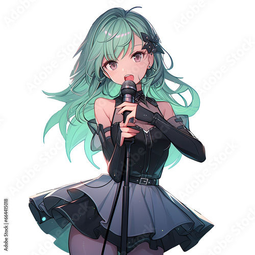 cute anime girl singing Karaoke