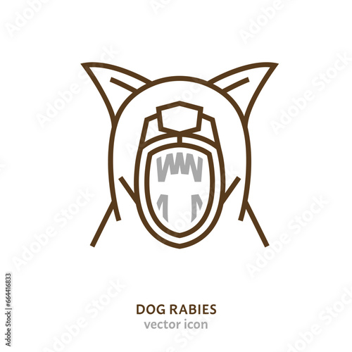 Rabies in dogs sign. Zoonotic disease linear pictogram.