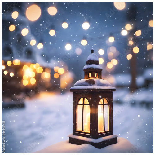 Christmas concept - latern outdoor with ligts © mizina