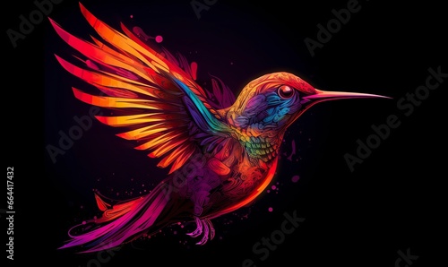 hummingbird logo with multiple colors flying through the air.. © Dibos