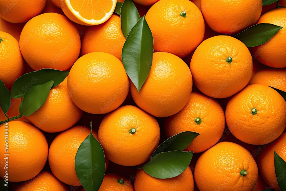 Freshly harvested oranges background. Vibrant citrus fruits. Healthy and juicy. Ripe organic orange. Close up of fresh mandarin. Tropical goodness. Half cut Freshly harvested oranges background. Vibrant citrus fruits. Healthy and juicy. Ripe organic orange. Close up of fresh mandarin. Tropical goodness. Half cut