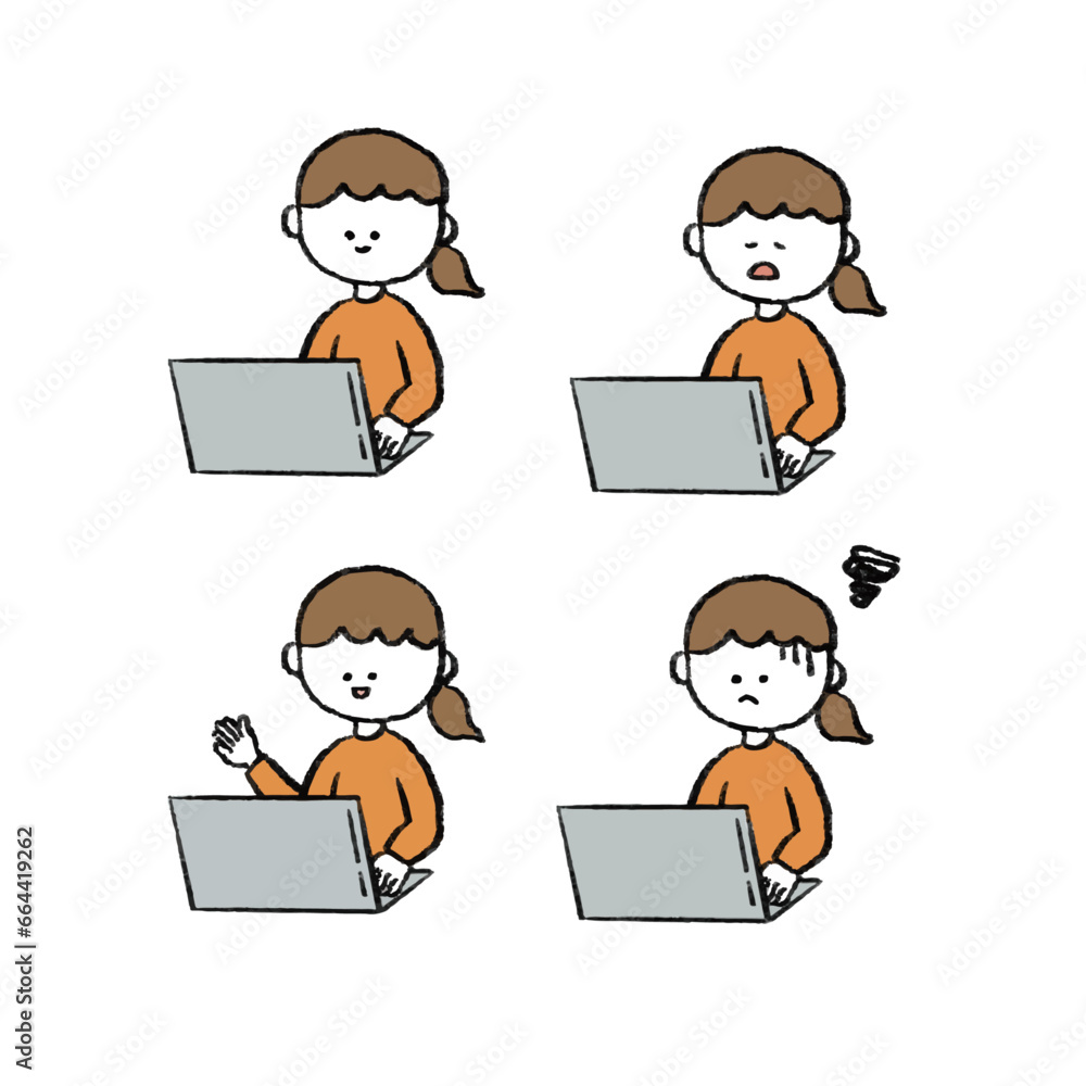 ノートパソコン　女性　手書き　可愛い　セット