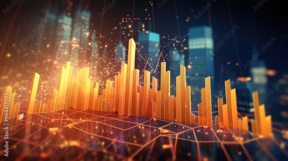 Digital background with infographics and stock market business concepts. digital assets movement chart.