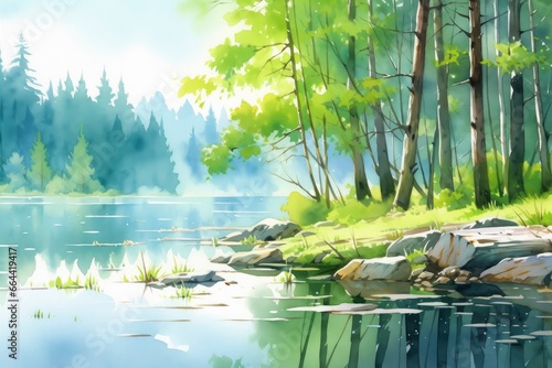 The serenity of a secluded forest lake.