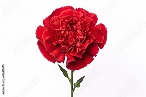 Red Carnation isolated on white background.