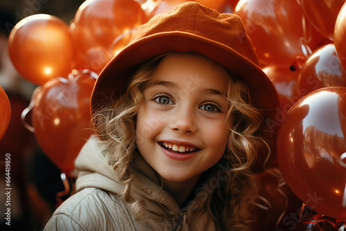 Child surrounded with balloons