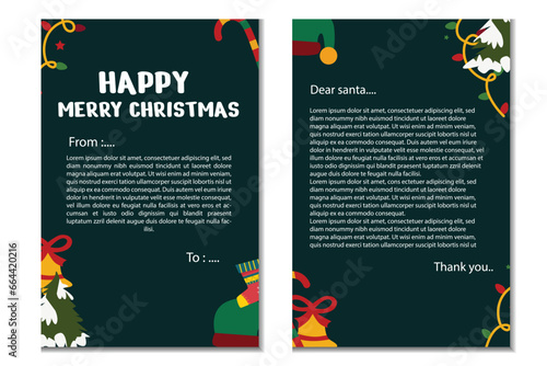 Vector set of posters greeting card merry Christmas and new year with winter natal ornament design templates