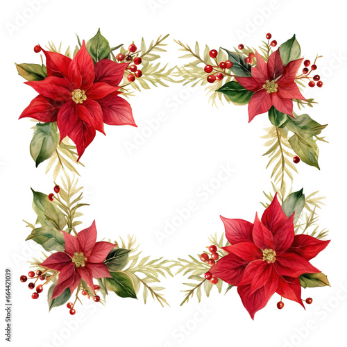 Frame For Christmas Event. Watercolor Style. AI Generated