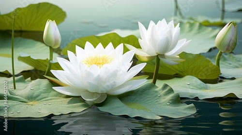 White Lotus Flower in water.