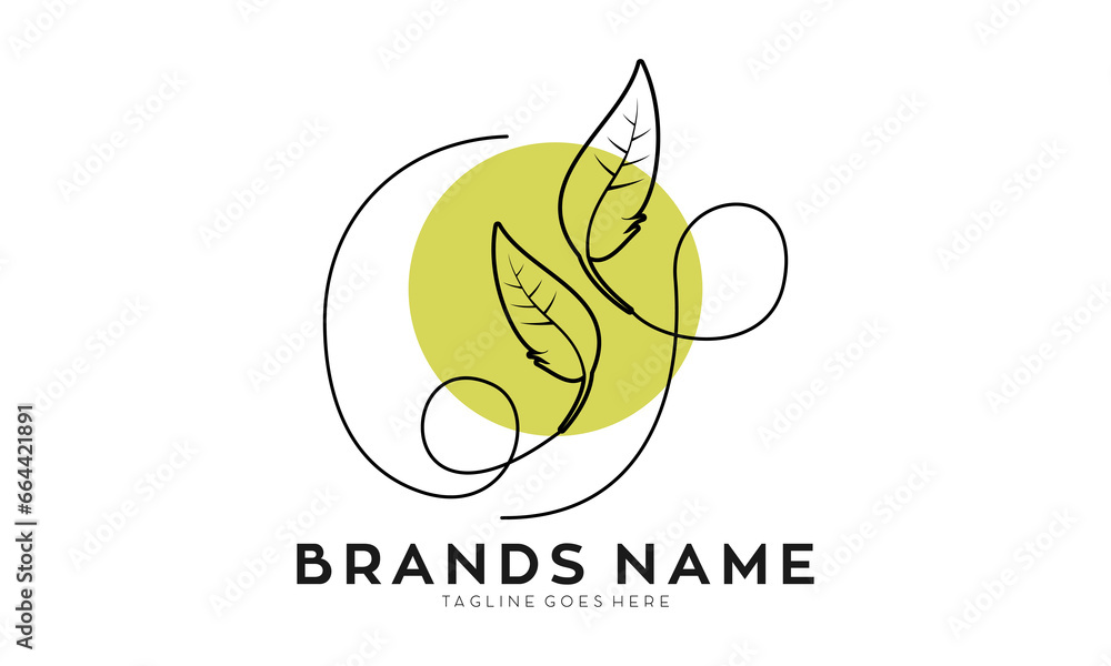 Fototapeta premium Nature aesthetic leaf logo design vector