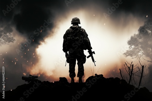 A soldiers silhouette, a silent tribute to selfless service rendered