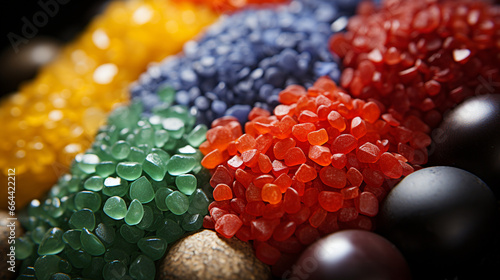 A close-up of a single mineral fertilizer granule, highlighting its intricate texture and composition photo