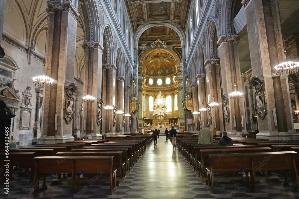 Interior of the cathedral of Naples, Campania, Italy