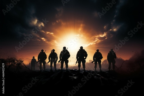 A team of soldiers in insane, photorealistic silhouette �?? breathtaking art