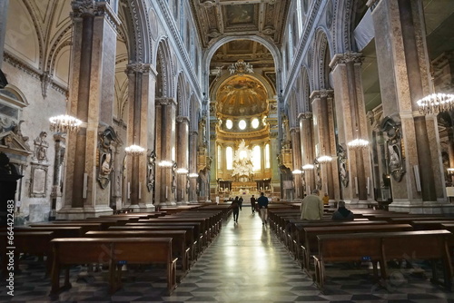 Interior of the cathedral of Naples, Campania, Italy