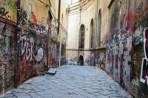 Fototapeta Naklejka Na Ścianę i Meble -  Alley of the historic center in Naples, Campania, Italy