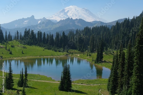 Scenic view of the Mount Rainier National Park. © Wirestock