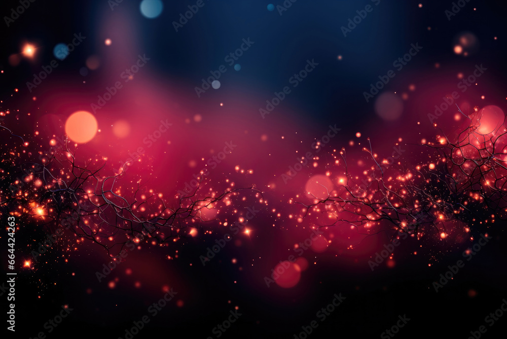 Abstract background of a purple luminous nebula on a dark black background with lights or glitter
