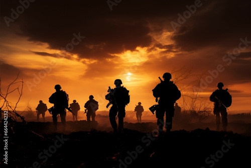 Battlefields silhouette military personnel exemplify valor amid adversity © Muhammad Ishaq