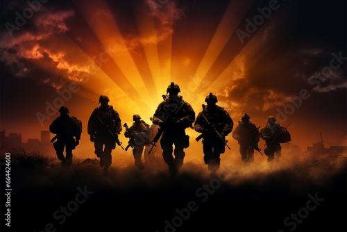 Behind the Lines Army soldier silhouettes in intense combat