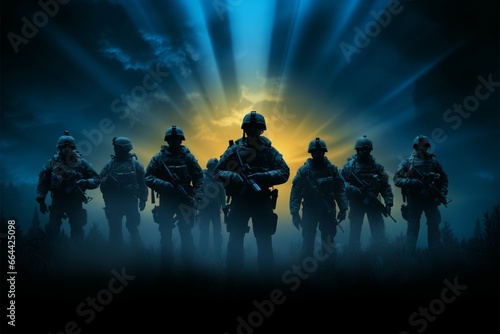 Brave in the Dark Army soldier silhouettes embody valor