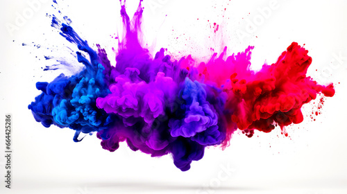 abstract liquid multicolor splash explosion on white background