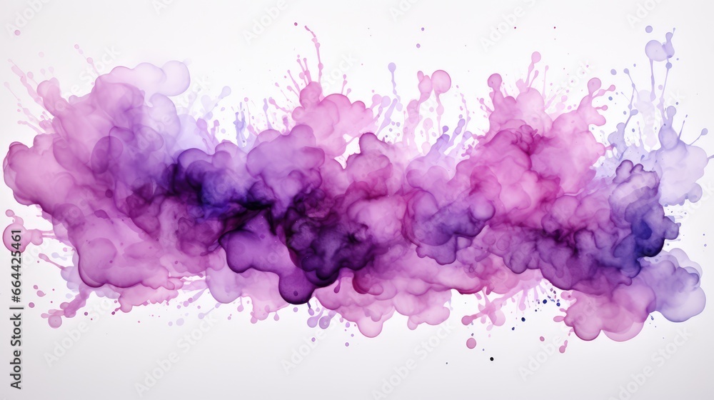 Fototapeta premium isolated Purple watercolor splash on white background 