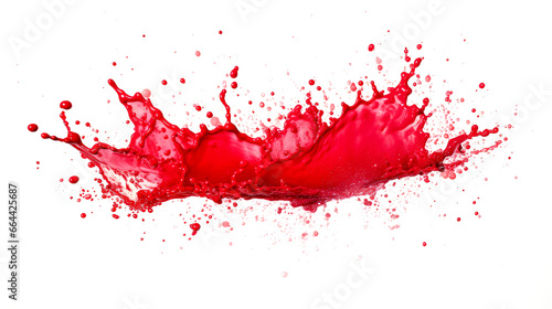 Red isolated ink splash on white background 