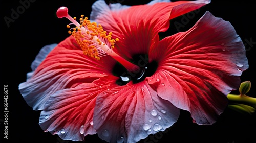 A hibiscus flower with a black background.