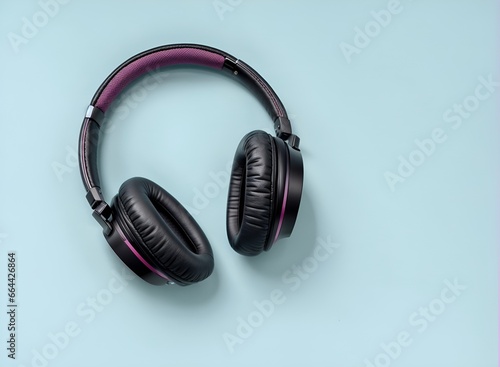 Wireless headphones on blue background