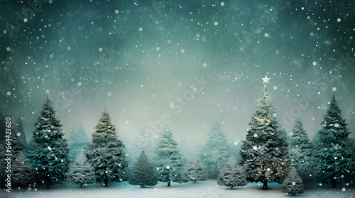 Snowfall Christmas tree - winter background Tranquil Christmas scene with blank space for your message. © weerasak