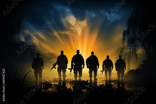In Warriors in the Dark, soldiers silhouettes narrate their valor
