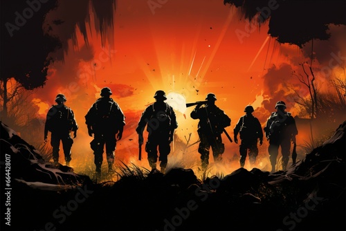 Military themed visual art, a striking composition that demands attention and admiration