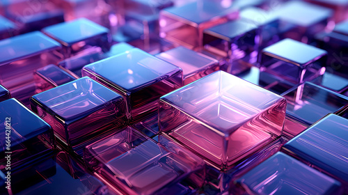 abstract Purple background with glass squares and elements