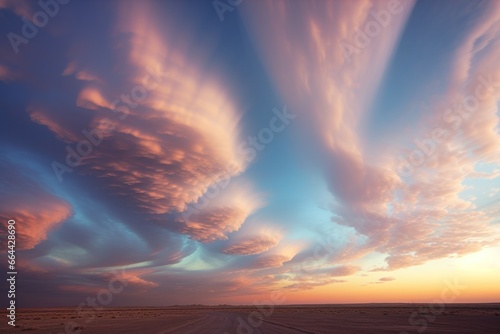 Ethereal cloud patterns in the evening sky.