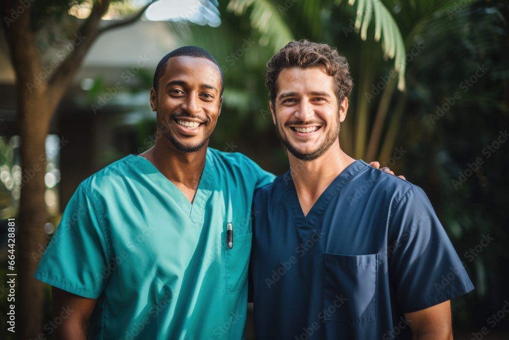 Happy multiethnic young medical colleagues Happy multiethnic young medical colleagues