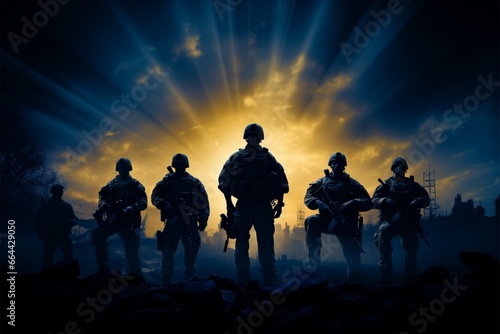 Silent Guardians Soldiers silhouettes whisper tales of unwavering dedication
