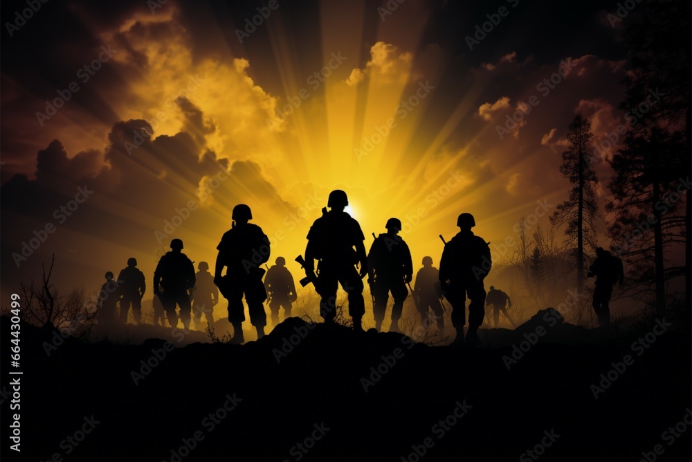 Soldier silhouettes, silent testament to their unwavering service and sacrifice