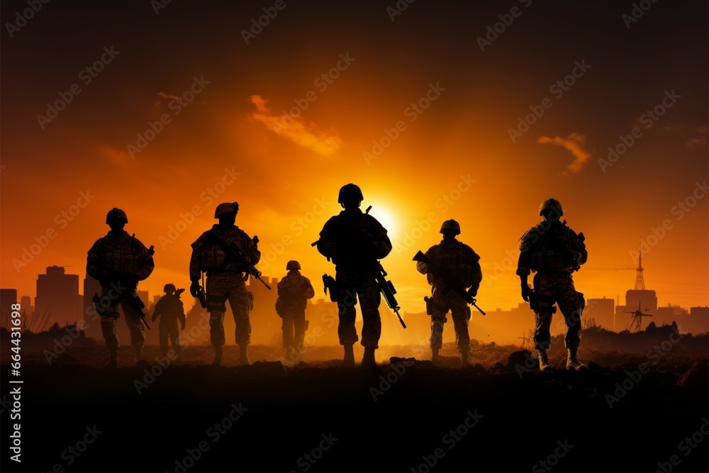 Soldiers silhouettes reveal the stories and experiences of military life Soldiers silhouettes reveal the stories and experiences of military life