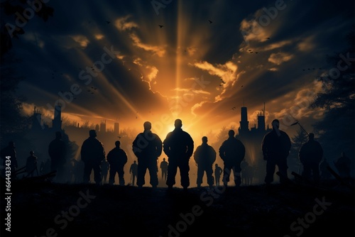 Wars Silent Sentinels Soldiers silhouettes stand guard in silent vigil photo