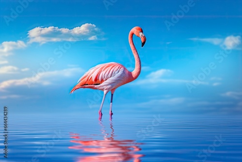 Pink Flamingo in the water. © MDBILLAL