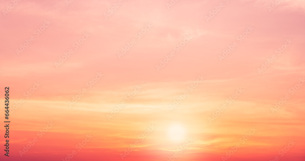 sunset sky background with orange, yellow, red sunrise in the morning