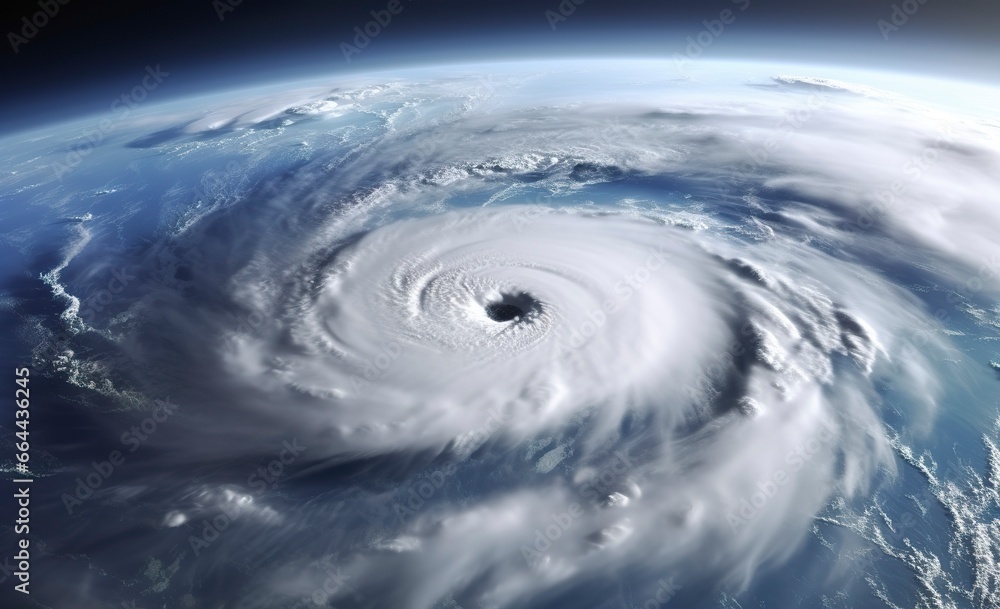 Super Typhoon, tropical storm, cyclone, tornado, over ocean. Weather background.