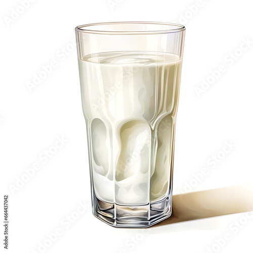 Watercolor of a Milk Drink Highlighting the Creamy and Nouri on White Background Illustration 2D  photo