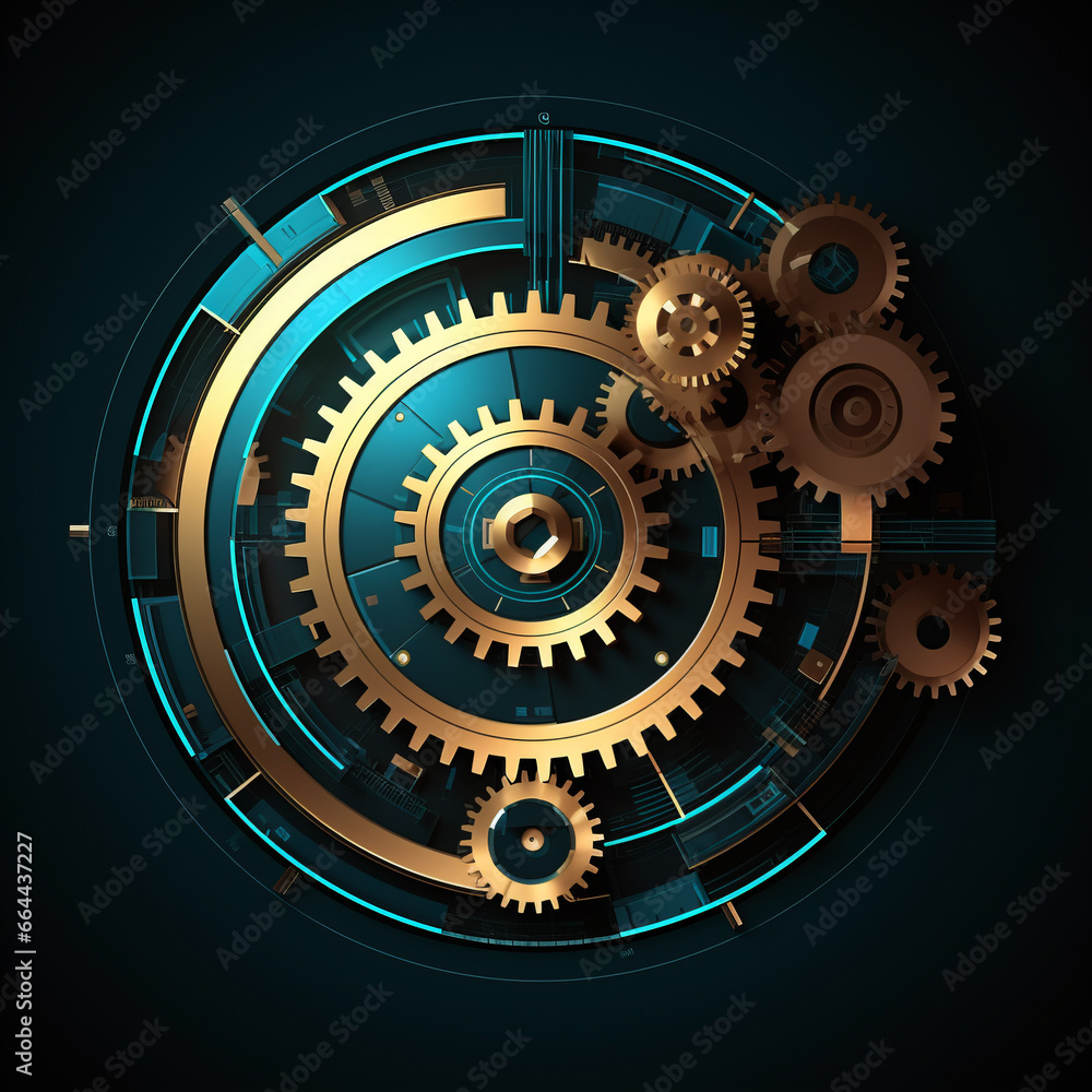 Vector Illustration of an Abstract Machinery Gear Mechanism in the World of Technology Vector Illustration of an Abstract Machinery Gear Mechanism in the World of Technology