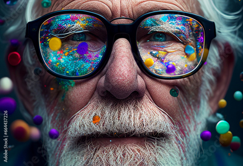 A man with multicolored glasses. AI Generated