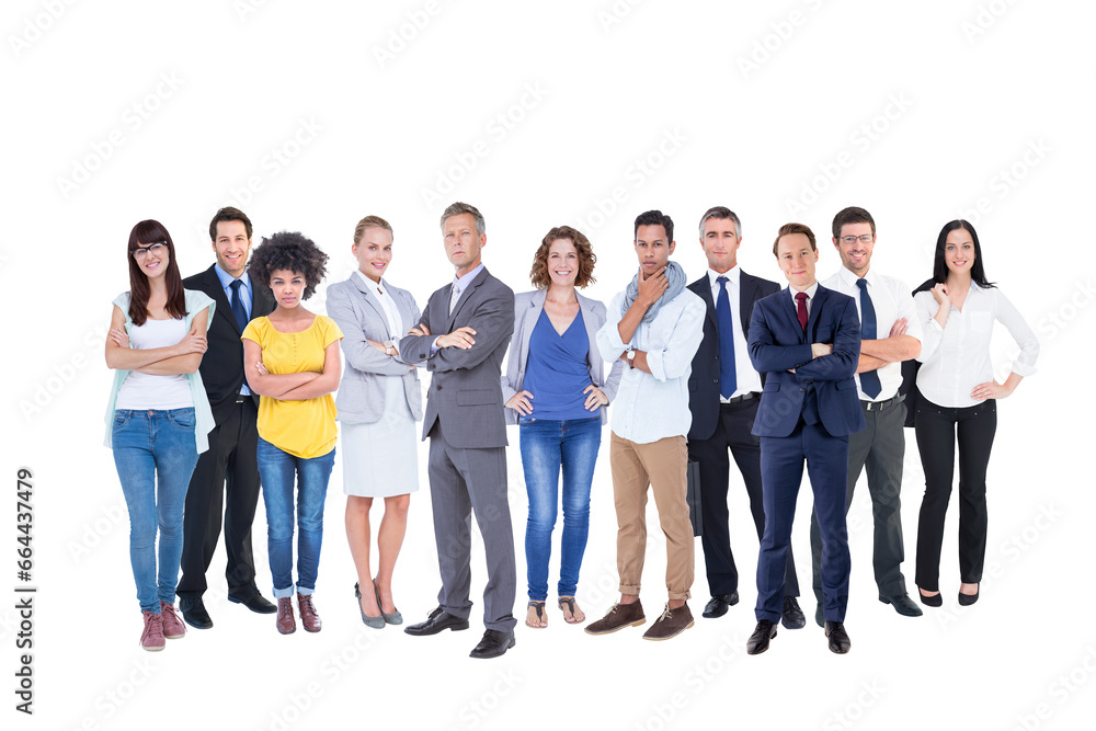 Digital png photo of many diverse people standing on transparent background