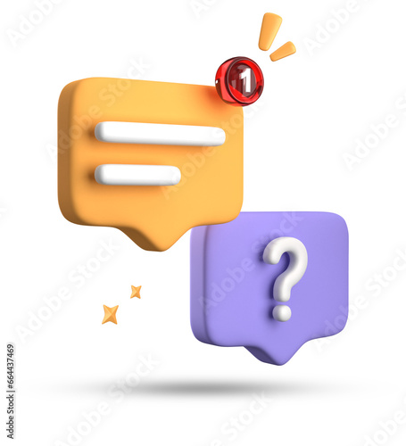 3d rendering of speech bubble, 3D pastel chat with question mark icon set.