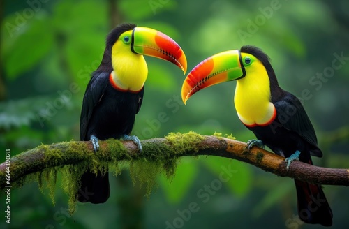 Toucan sitting on the branch in the forest. © MDBILLAL
