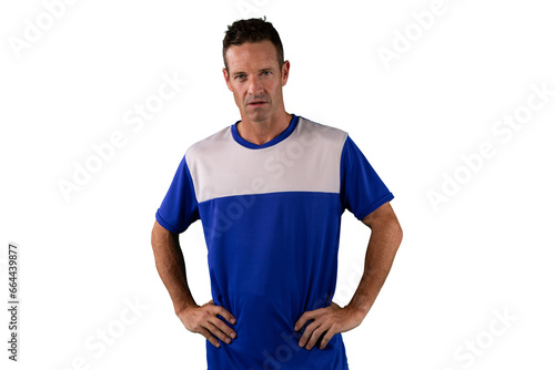 Digital png photo of caucasian sportsman in sportswear standing on transparent background